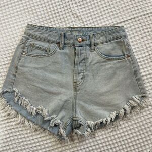 Denim Frayed Hem Women Shorts